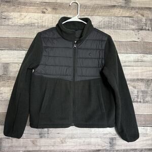 ZYIA Active Women's Full Zip Fleece Puffer Hybrid Jacket Black Sz Medium